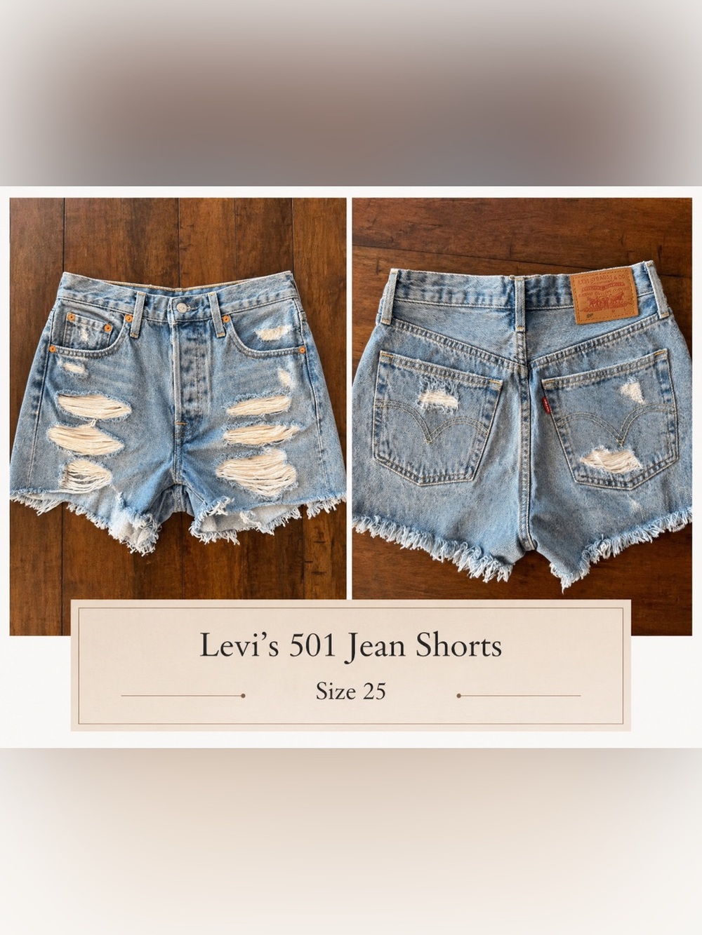 Levi’s 501 Jean Shorts Size 25 High Rise Distressed Cutoff Denim Shorts Women